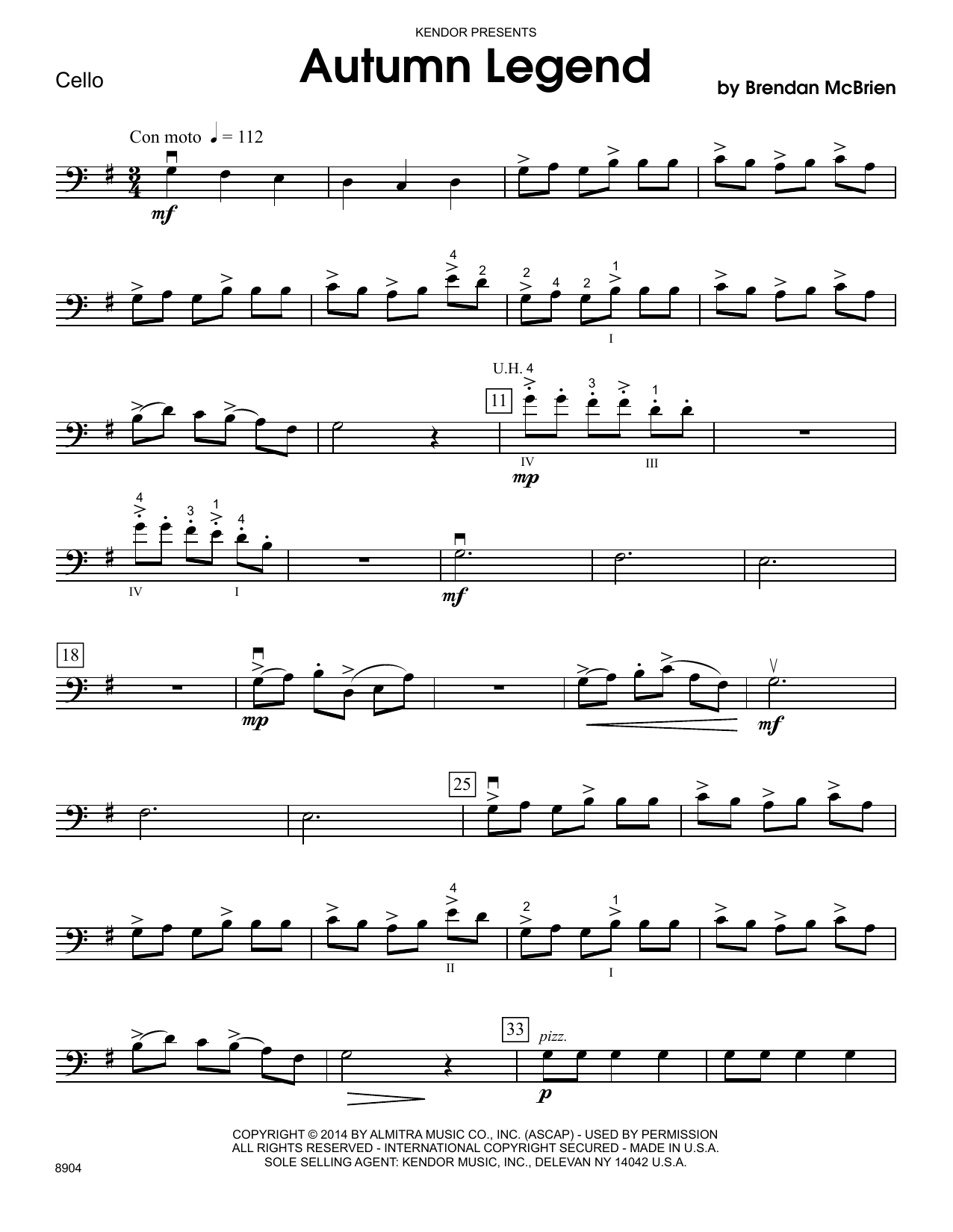 Autumn Legend - Cello sheet music