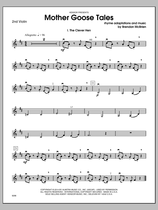 Preview Brendan McBrien Mother Goose Tales - Violin 2 Traditional sheet music, notes and chords for Orchestra, SKU: 330542 Mother Goose Tales - Violin 2 sheet music