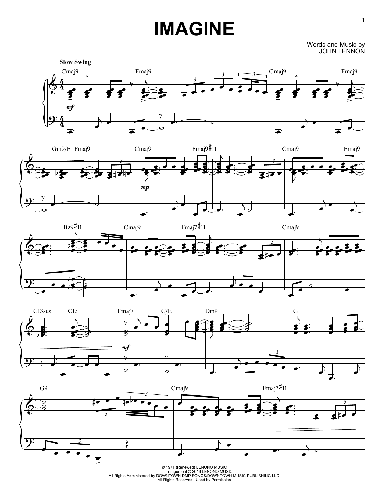 Brent Edstrom Imagine [Jazz version] (arr. Brent Edstrom) Sheet Music Notes & Chords for Piano - Download or Print PDF