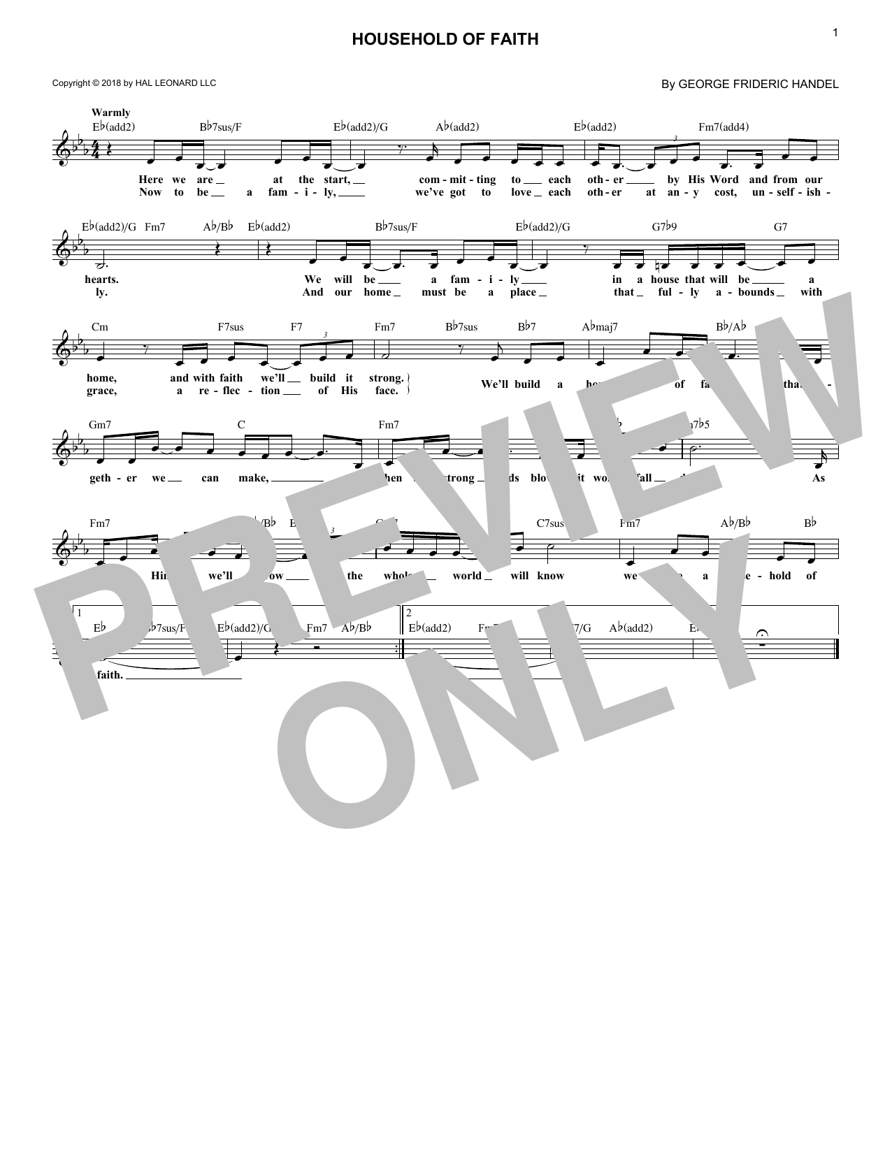 Brent Lamb Household Of Faith Sheet Music Notes & Chords for Lead Sheet / Fake Book - Download or Print PDF