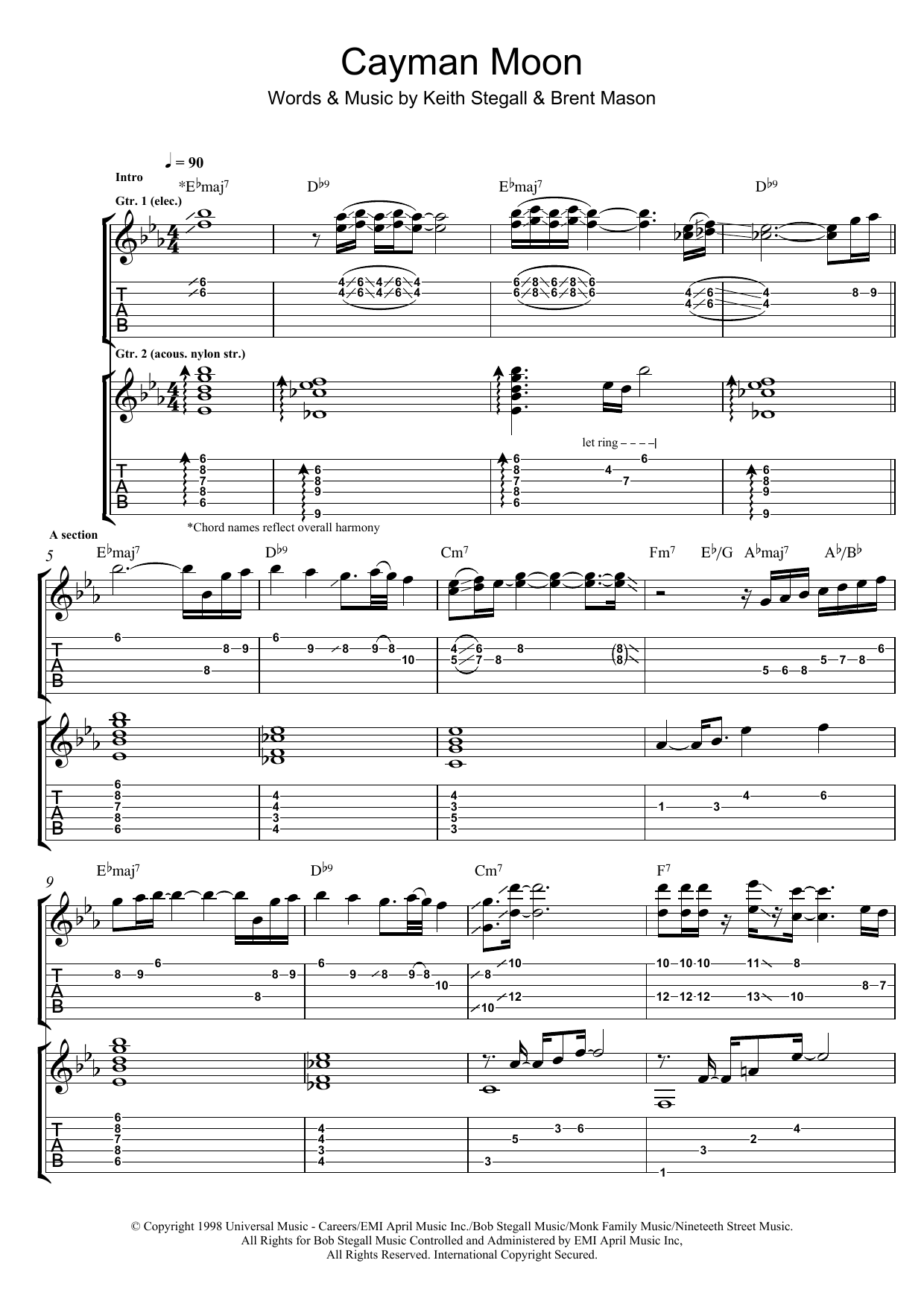 Brent Mason Cayman Moon Sheet Music Notes & Chords for Guitar Tab - Download or Print PDF