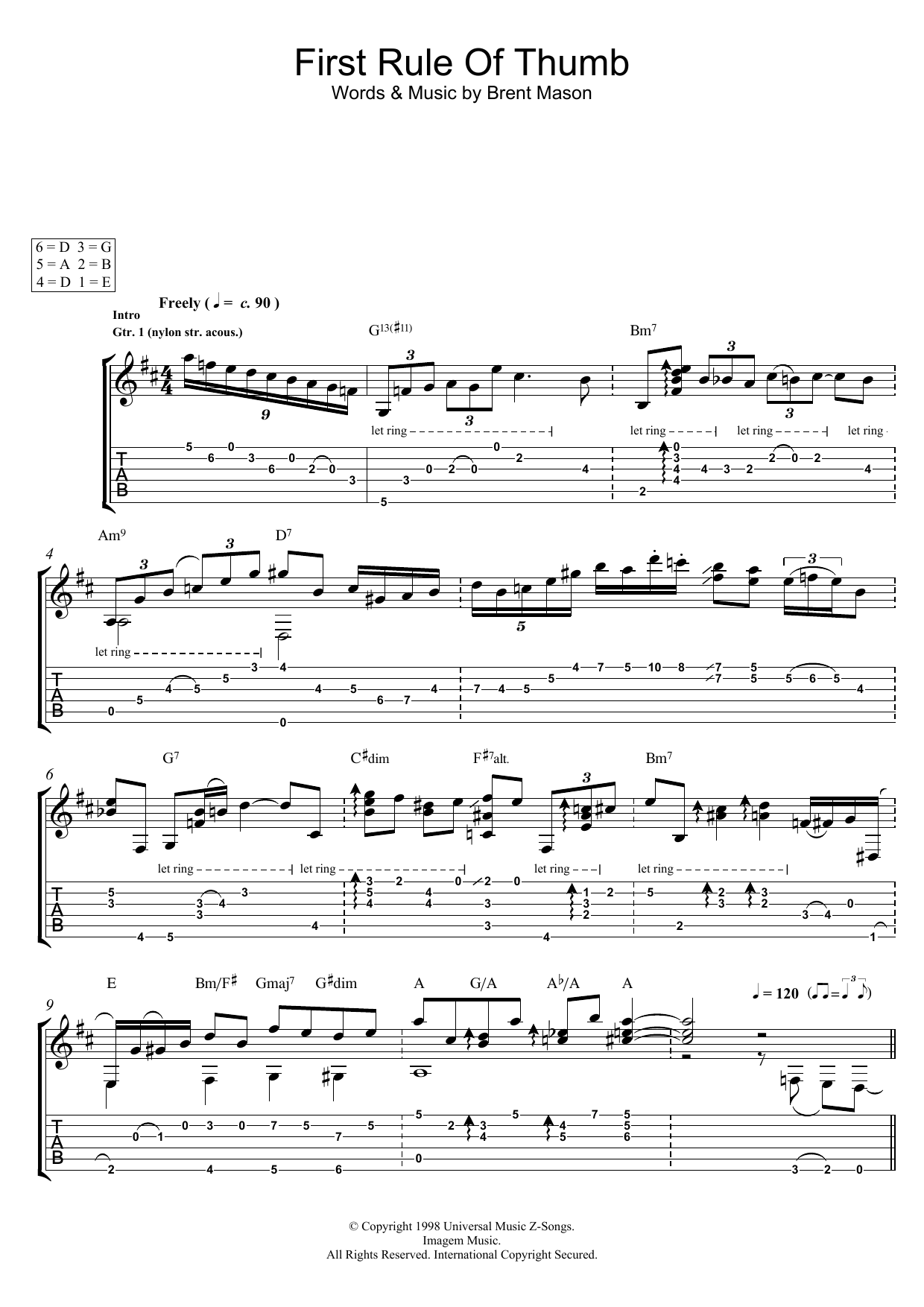 Brent Mason First Rule Of Thumb Sheet Music Notes & Chords for Guitar Tab - Download or Print PDF