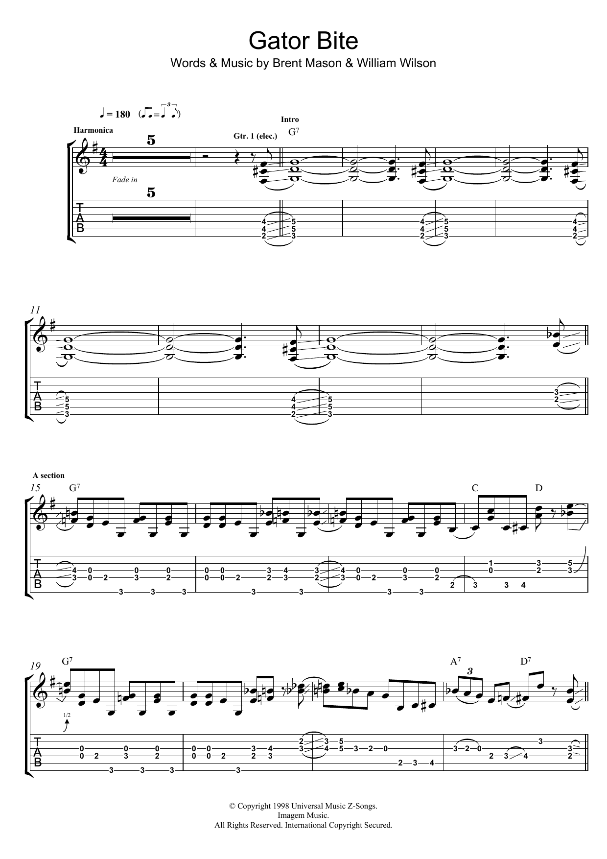 Brent Mason Gator Bite Sheet Music Notes & Chords for Guitar Tab - Download or Print PDF