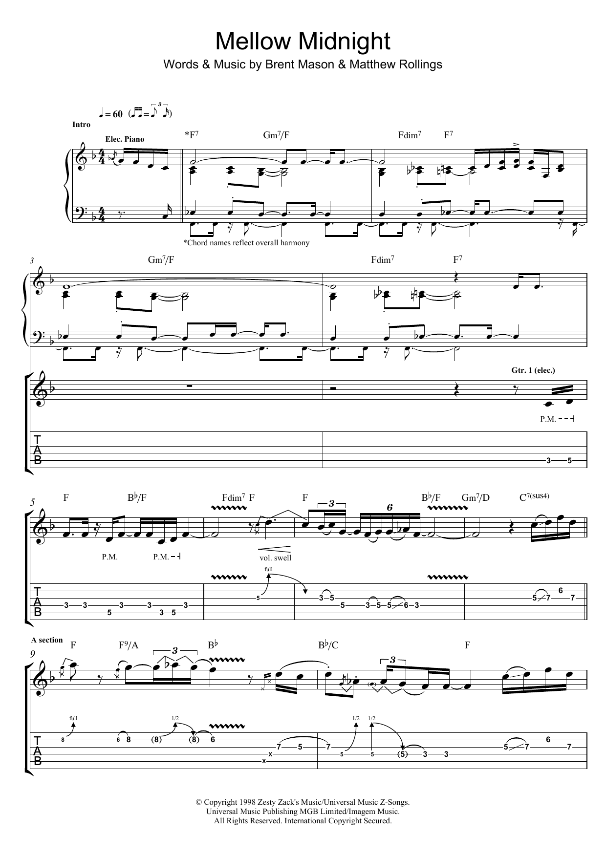 Brent Mason Mellow Midnight Sheet Music Notes & Chords for Guitar Tab - Download or Print PDF