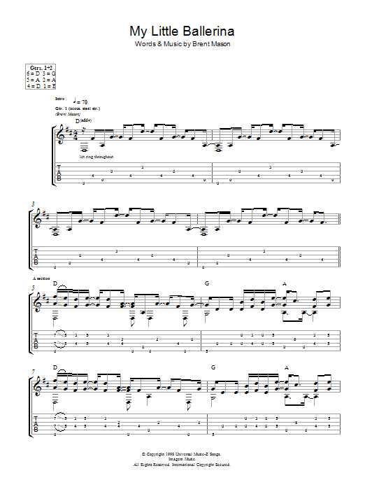 Brent Mason My Little Ballerina Sheet Music Notes & Chords for Guitar Tab - Download or Print PDF