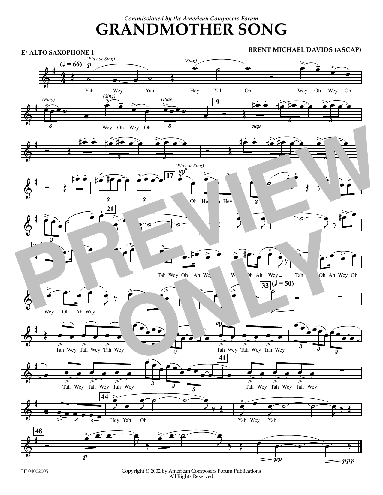 Brent Michael Davids Grandmother Song - Eb Alto Sax 1 Sheet Music Notes & Chords for Concert Band - Download or Print PDF