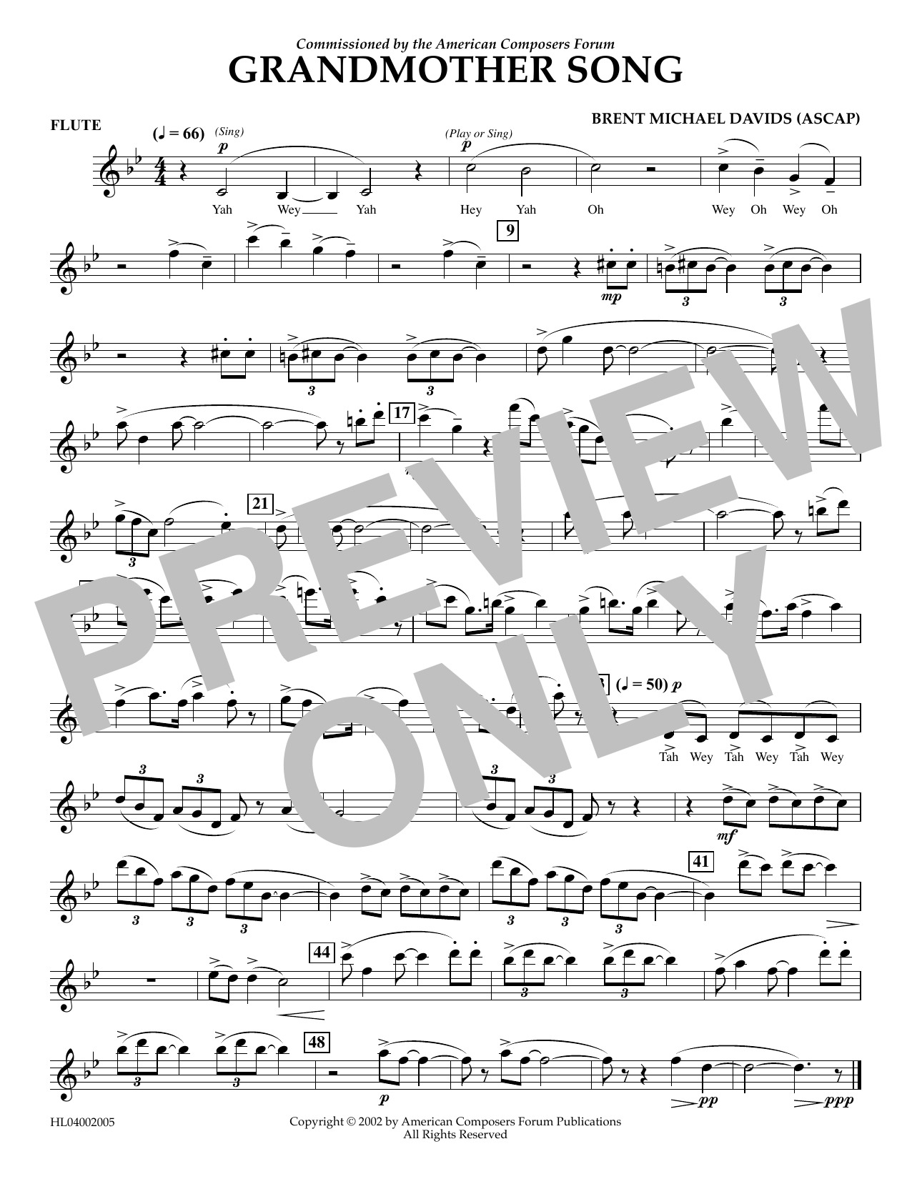 Brent Michael Davids Grandmother Song - Flute Sheet Music Notes & Chords for Concert Band - Download or Print PDF
