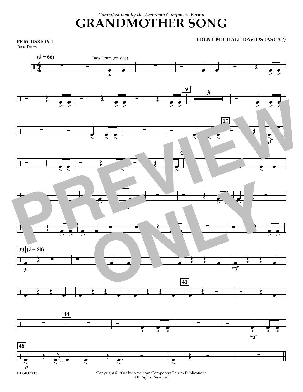 Brent Michael Davids Grandmother Song - Percussion 1 Sheet Music Notes & Chords for Concert Band - Download or Print PDF