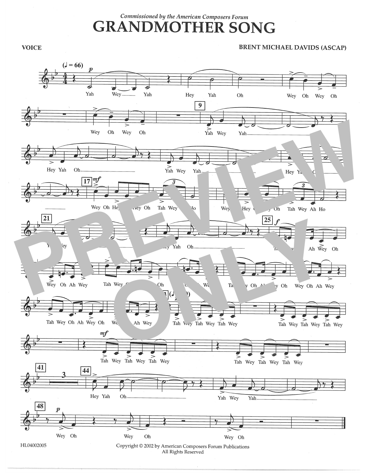 Brent Michael Davids Grandmother Song - Voice Sheet Music Notes & Chords for Concert Band - Download or Print PDF
