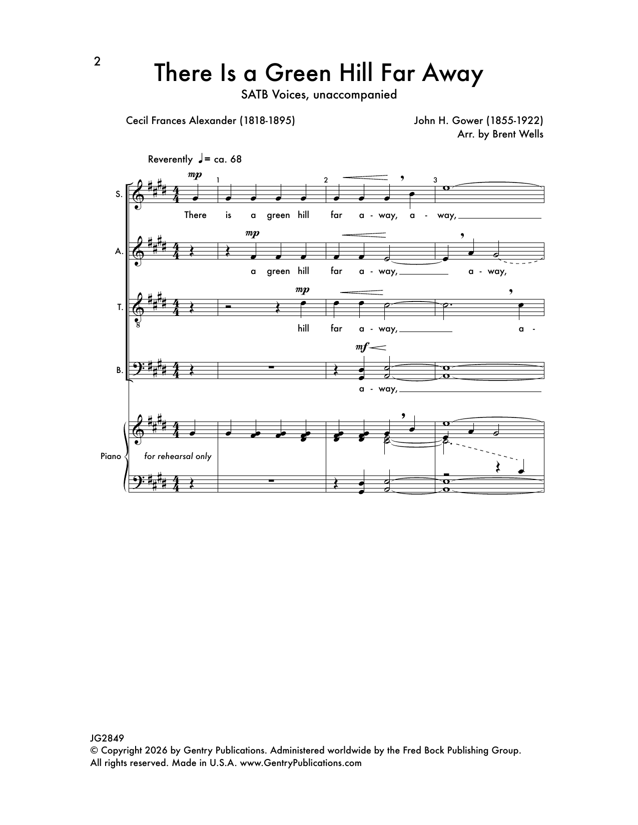Brent Wells There Is a Green Hill Far Away Sheet Music Notes & Chords for SATB Choir - Download or Print PDF