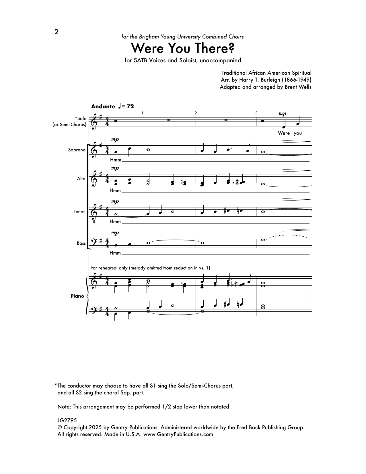 Brent Wells Were You There? Sheet Music Notes & Chords for SATB Choir - Download or Print PDF Brent Wells Were You There? Sheet Music Notes & Chords for SATB Choir - Download or Print PDF