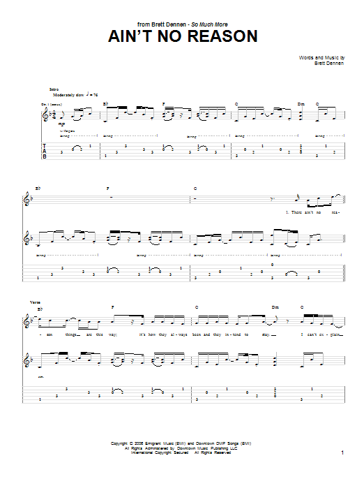 Brett Dennen Ain't No Reason Sheet Music Notes & Chords for Ukulele with strumming patterns - Download or Print PDF