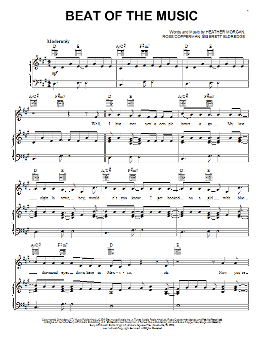 Brett Eldredge Beat Of The Music Sheet Music Notes & Chords for Piano, Vocal & Guitar (Right-Hand Melody) - Download or Print PDF
