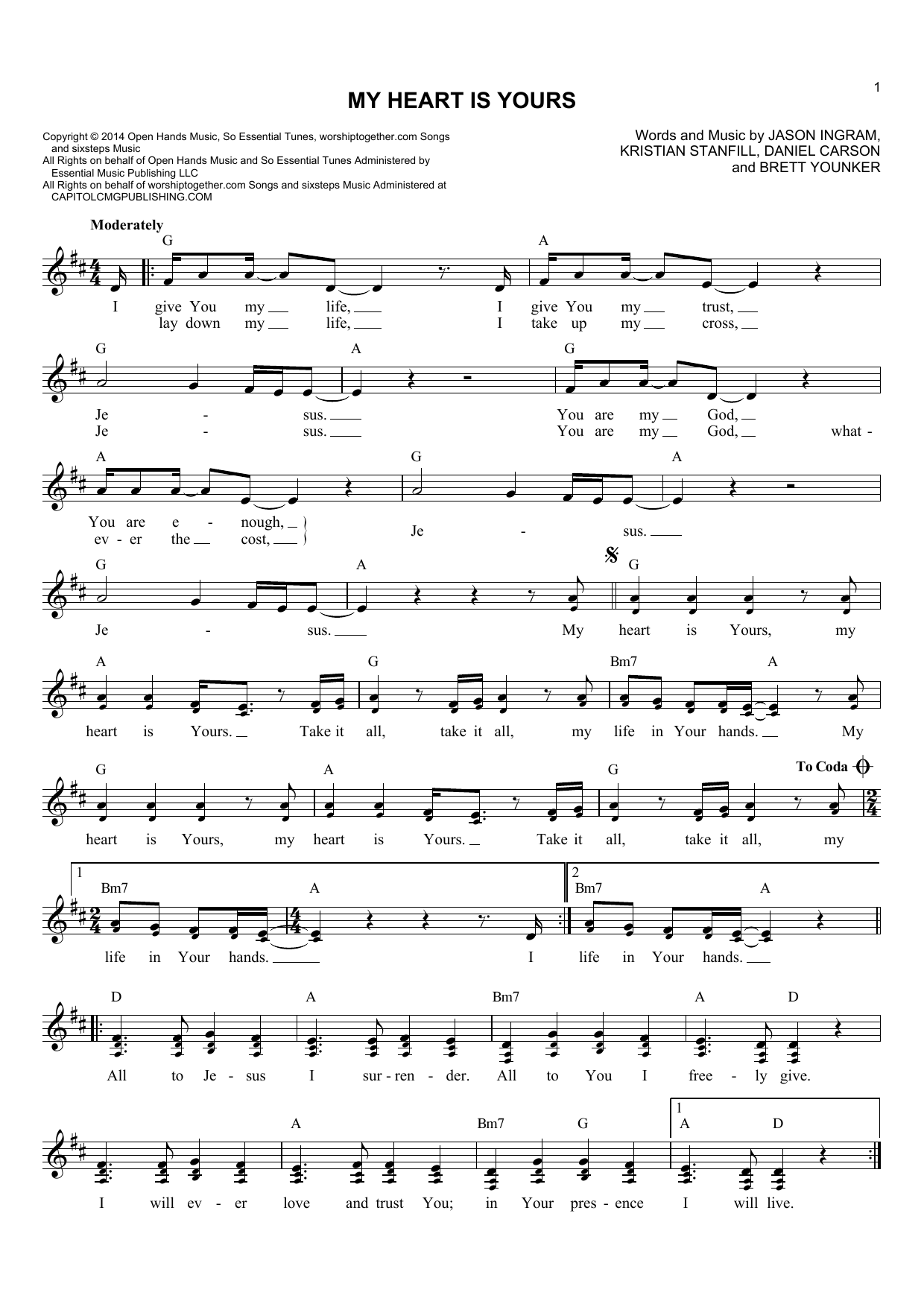 Passion My Heart Is Yours Sheet Music Notes & Chords for Melody Line, Lyrics & Chords - Download or Print PDF