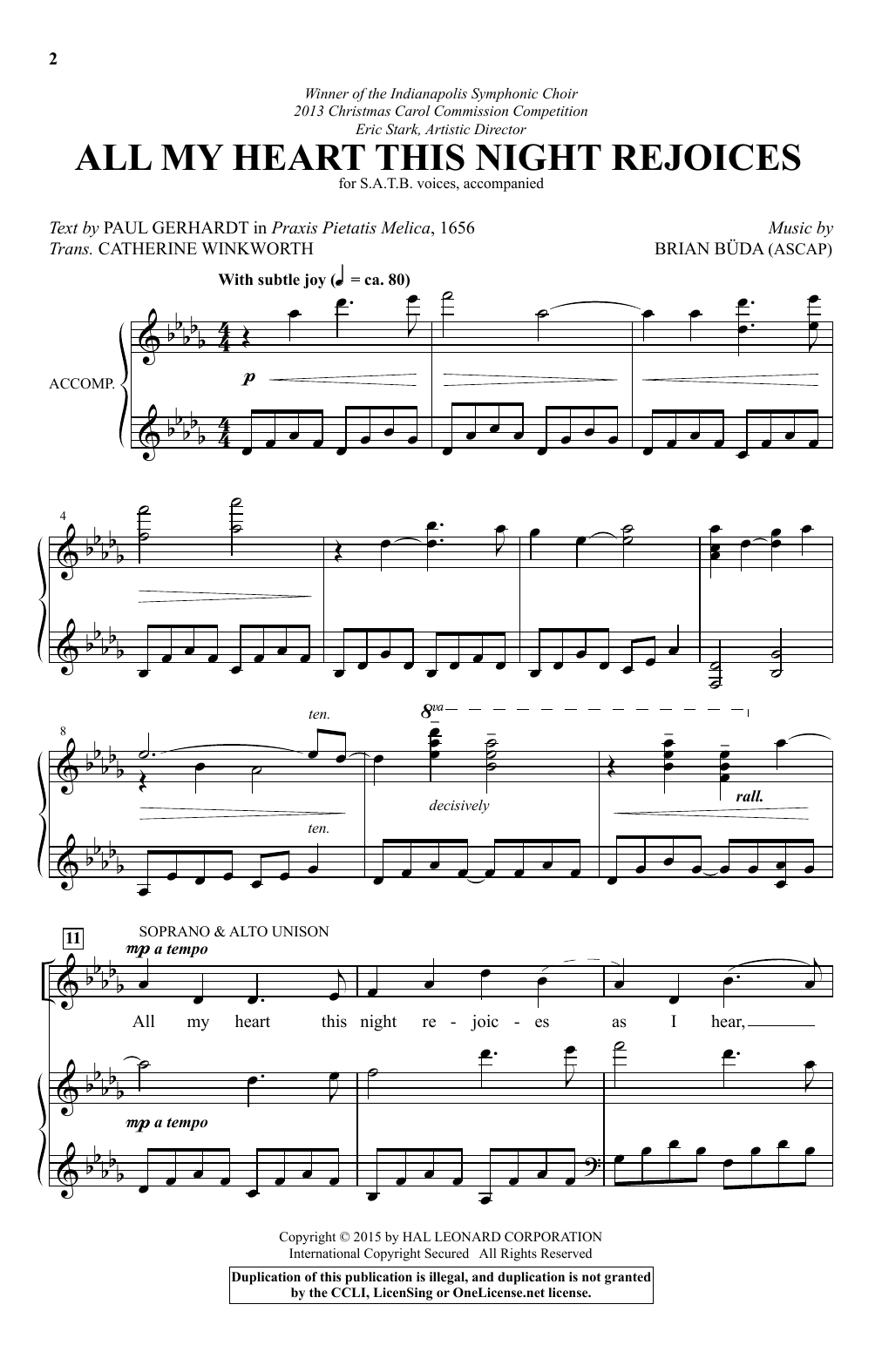 Brian Buda All My Heart This Night Rejoices Sheet Music Notes & Chords for SATB - Download or Print PDF