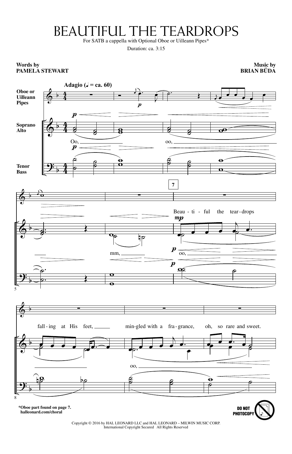 Brian Buda Beautiful The Teardrops Sheet Music Notes & Chords for SATB - Download or Print PDF