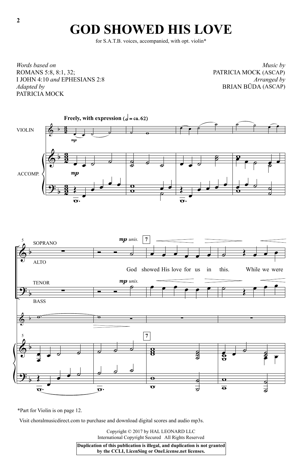 Brian Buda God Showed His Love Sheet Music Notes & Chords for Choral - Download or Print PDF