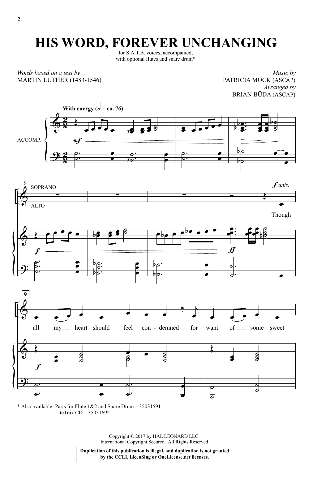 Brian Büda His Word, Forever Unchanging Sheet Music Notes & Chords for SATB - Download or Print PDF