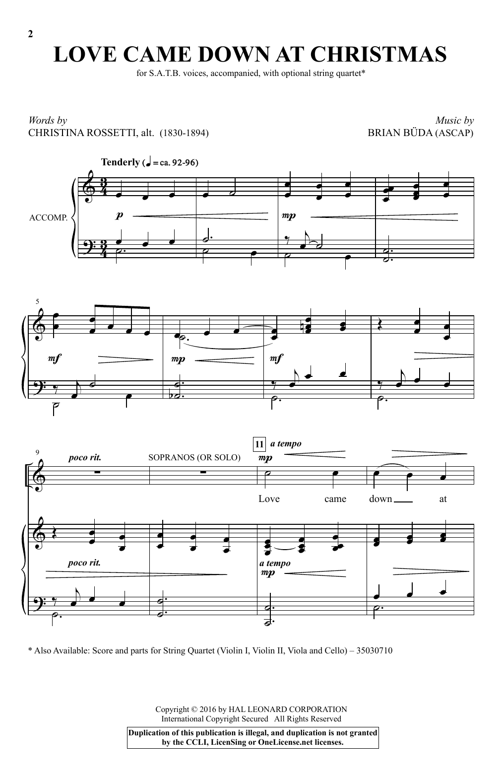 Brian Buda Love Came Down At Christmas Sheet Music Notes & Chords for SATB - Download or Print PDF