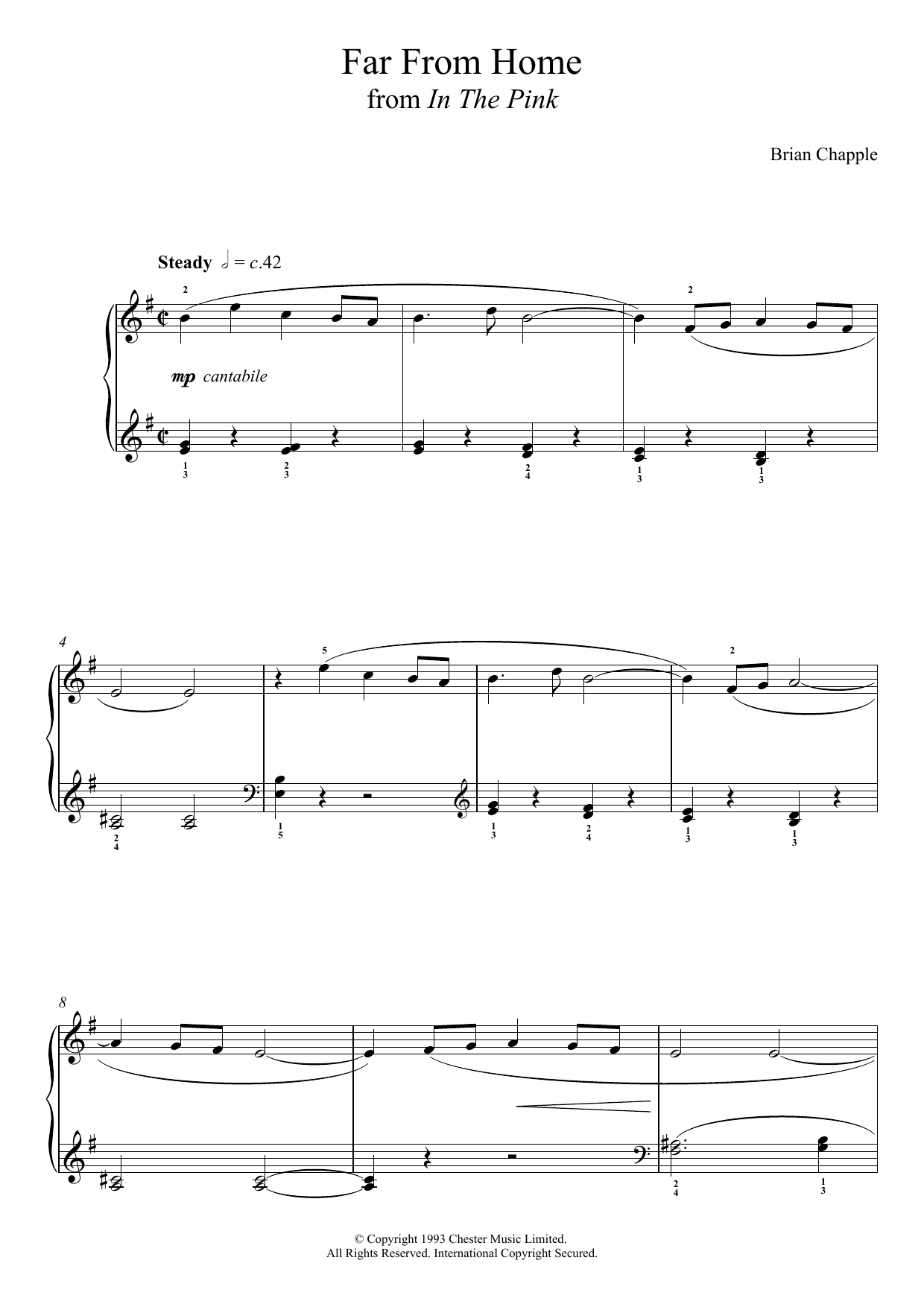 Brian Chapple Far From Home (From In The Pink) Sheet Music Notes & Chords for Piano - Download or Print PDF