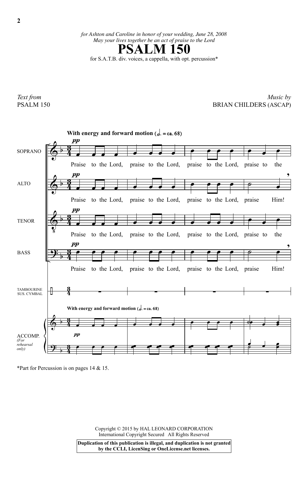 Brian Childers Psalm 150 Sheet Music Notes & Chords for SATB - Download or Print PDF
