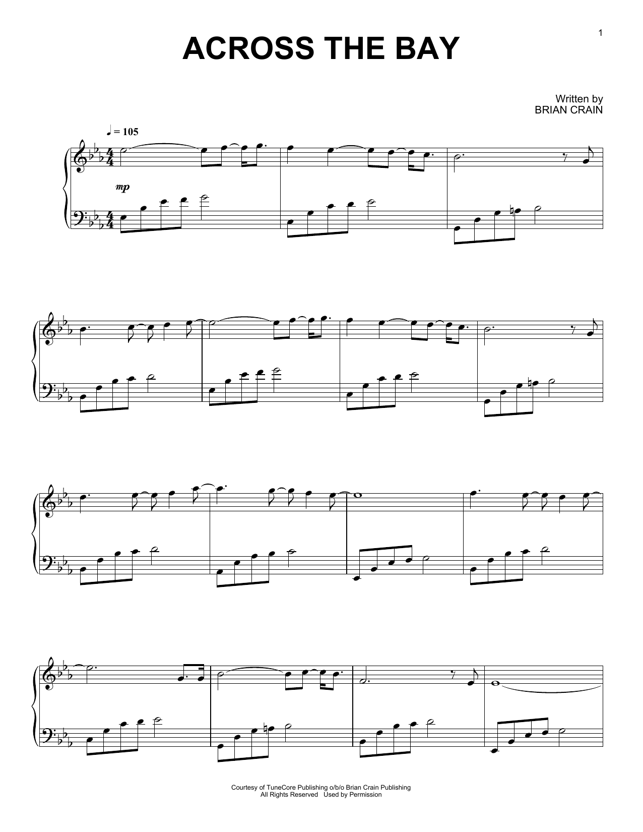 Brian Crain Across The Bay Sheet Music Notes & Chords for Piano Solo - Download or Print PDF