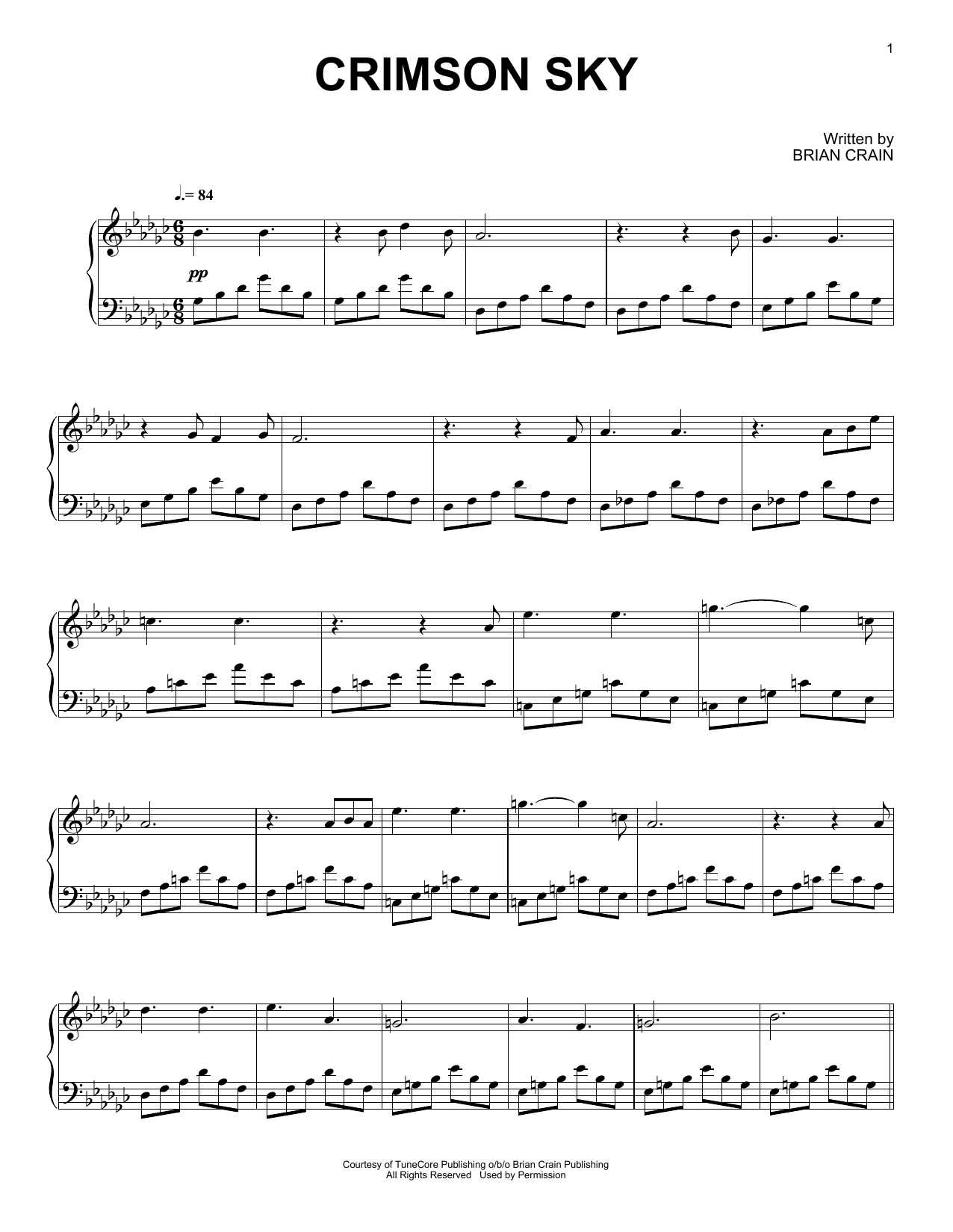 Brian Crain Crimson Sky Sheet Music Notes & Chords for Piano Solo - Download or Print PDF