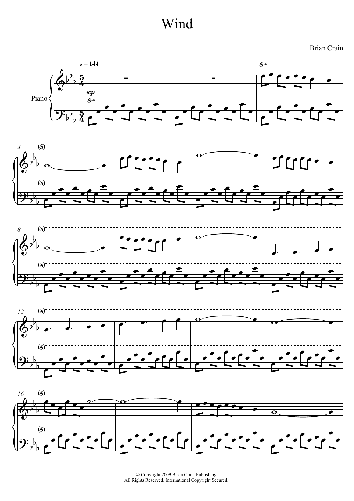 Brian Crain Wind Sheet Music Notes & Chords for Piano - Download or Print PDF
