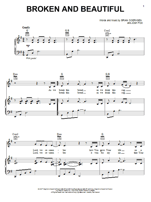 Brian Doerksen Broken And Beautiful Sheet Music Notes & Chords for Piano, Vocal & Guitar (Right-Hand Melody) - Download or Print PDF Brian Doerksen Broken And Beautiful Sheet Music Notes & Chords for Piano, Vocal & Guitar (Right-Hand Melody) - Download or Print PDF