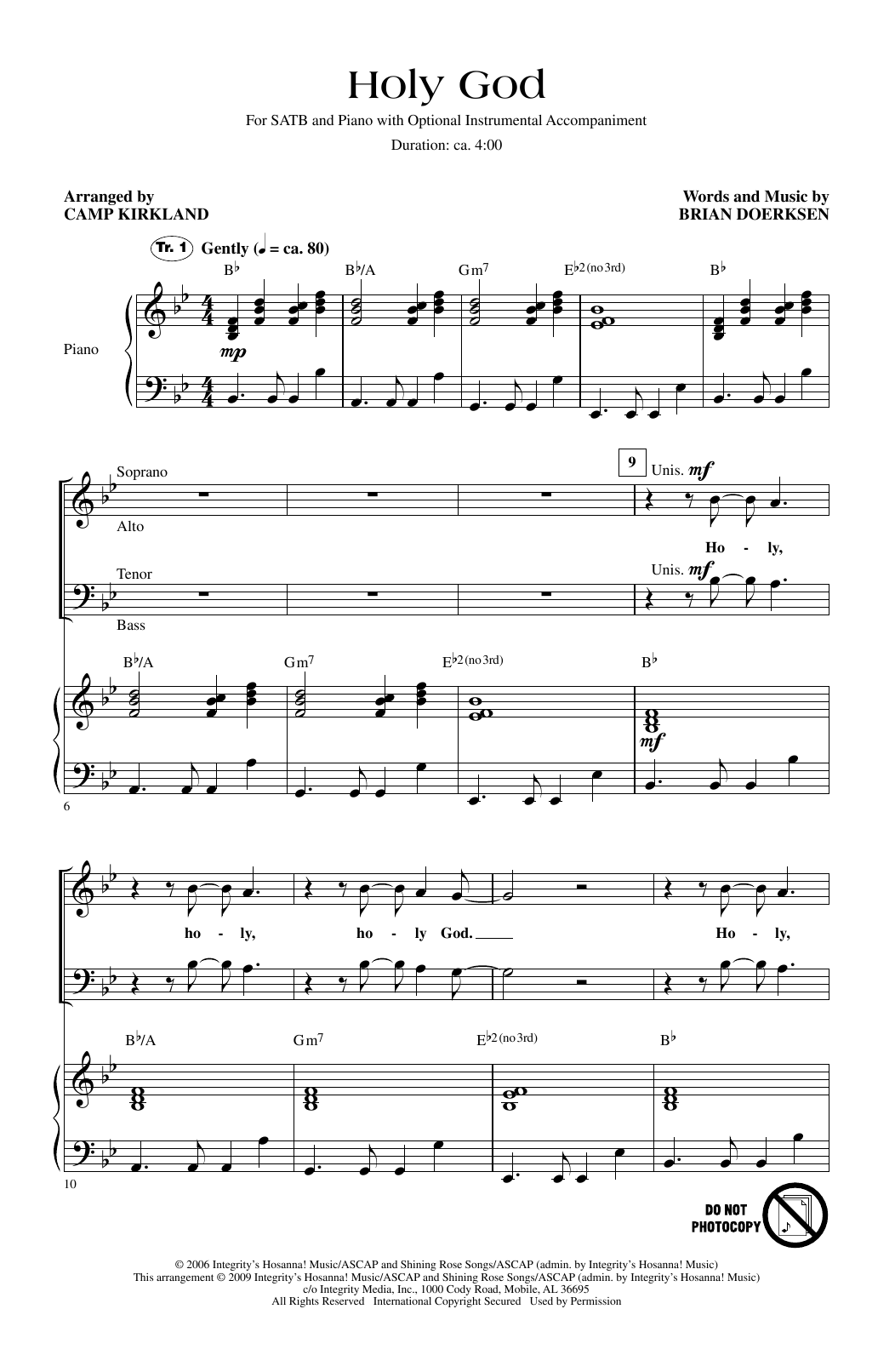 Brian Doerksen Holy God (arr. Camp Kirkland) Sheet Music Notes & Chords for SATB Choir - Download or Print PDF
