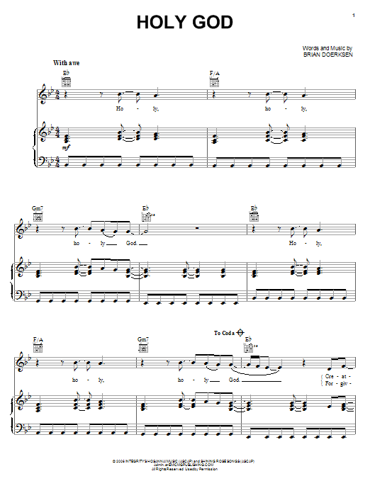 Brian Doerksen Holy God Sheet Music Notes & Chords for Piano, Vocal & Guitar (Right-Hand Melody) - Download or Print PDF Brian Doerksen Holy God Sheet Music Notes & Chords for Piano, Vocal & Guitar (Right-Hand Melody) - Download or Print PDF