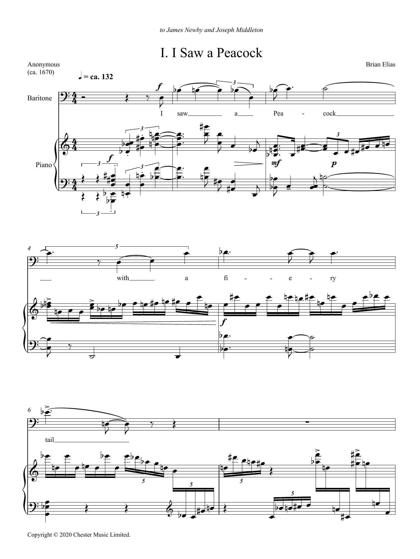 Brian Elias I Saw a Peacock Sheet Music Notes & Chords for Piano & Vocal - Download or Print PDF