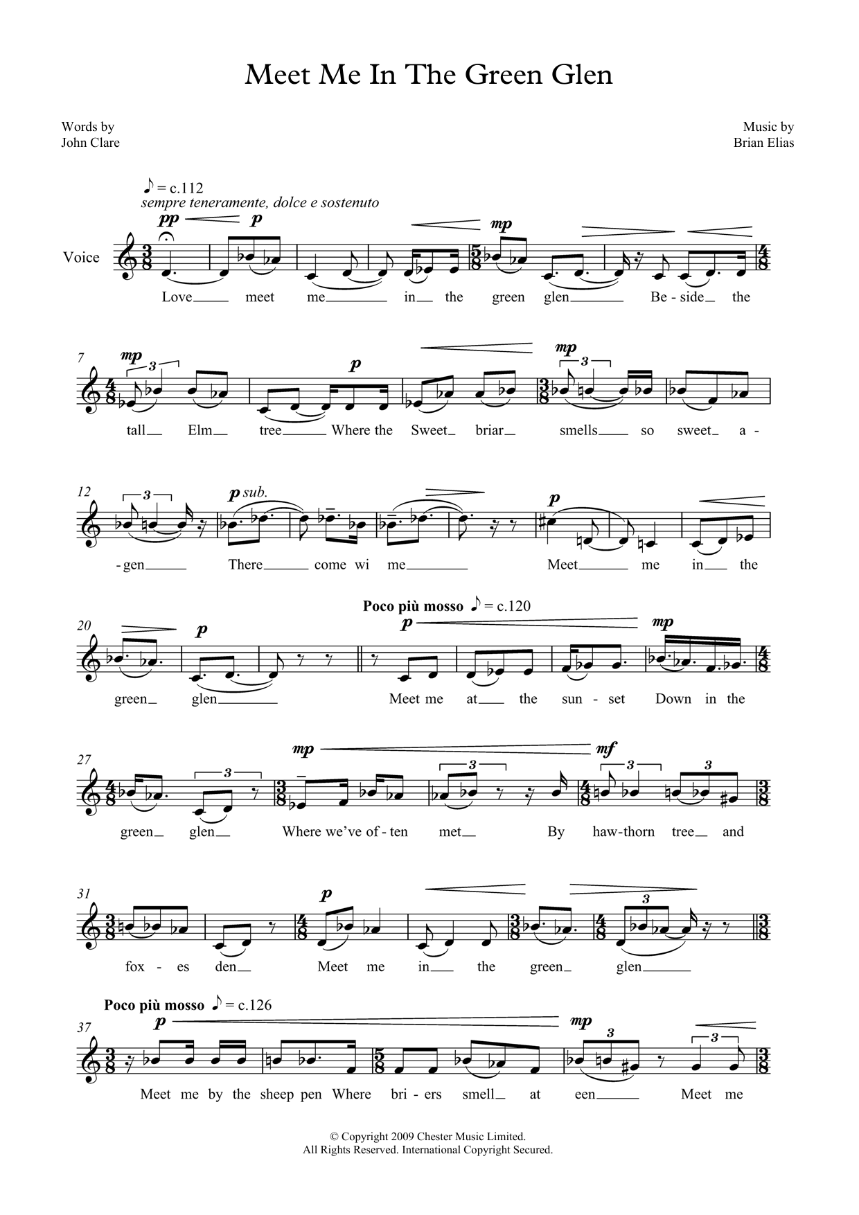 Brian Elias Meet Me in the Green Glen (for low voice) Sheet Music Notes & Chords for Piano & Vocal - Download or Print PDF