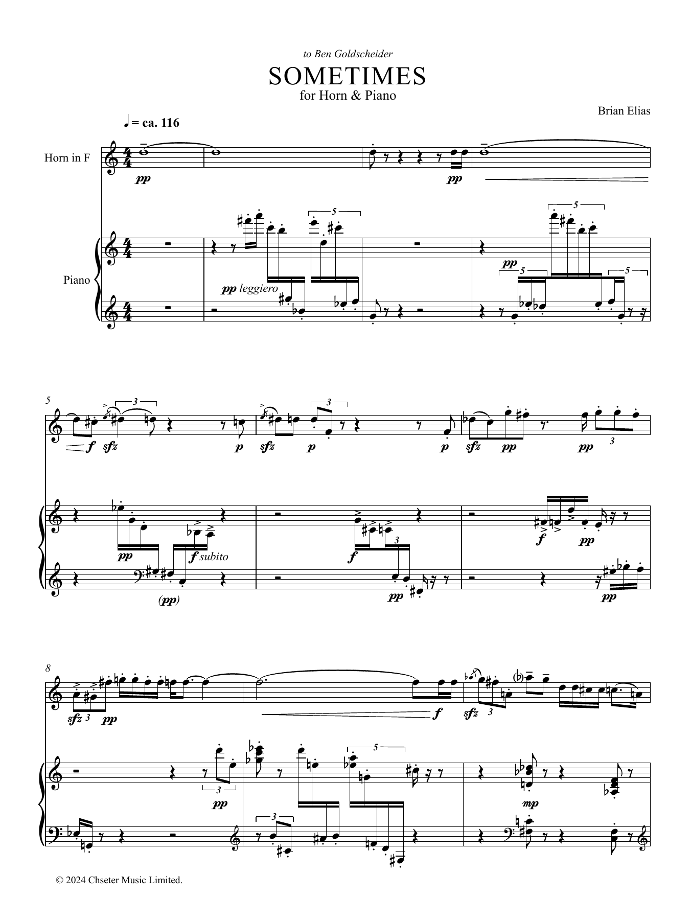 Brian Elias Sometimes Sheet Music Notes & Chords for French Horn and Piano - Download or Print PDF