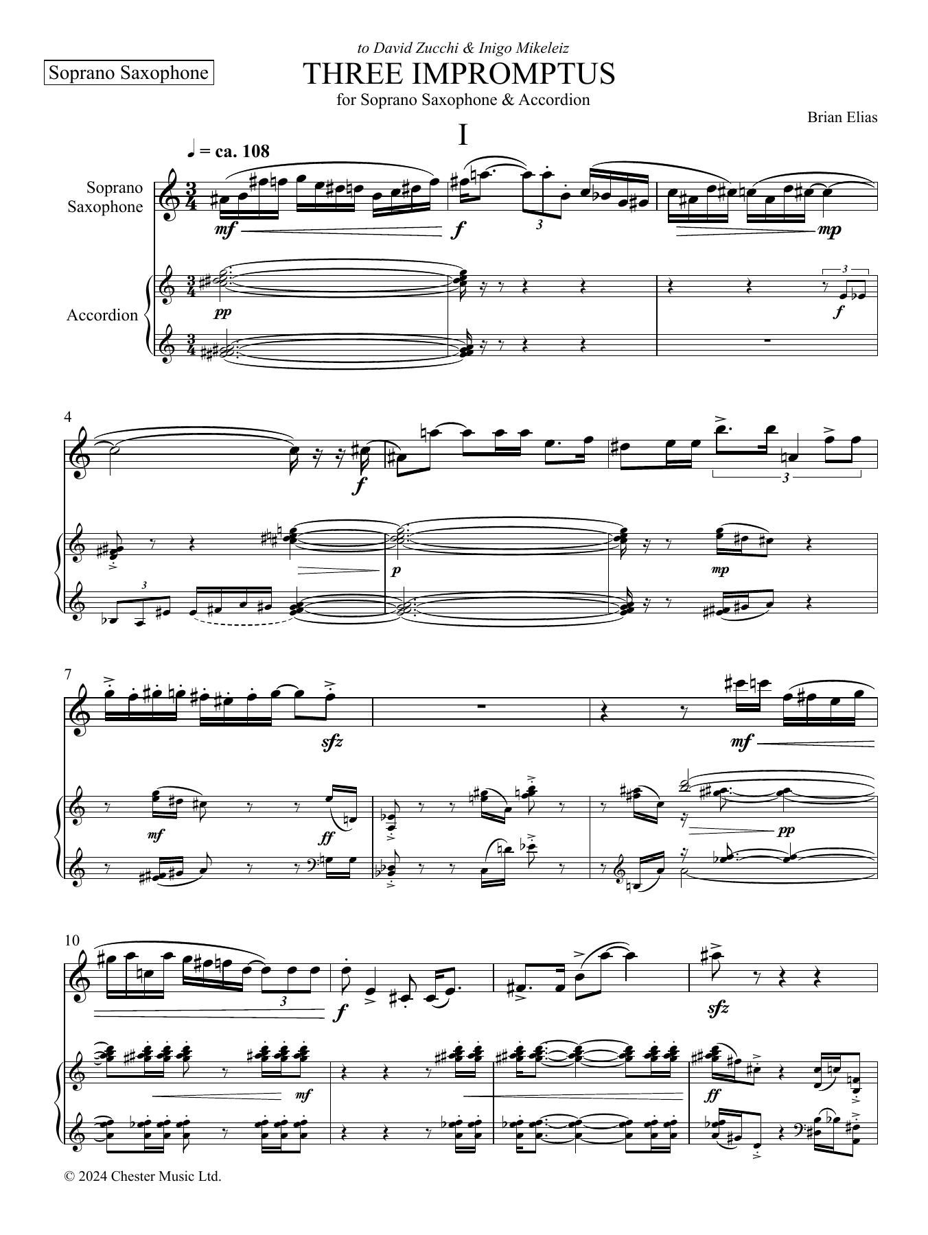 Brian Elias Three Impromptus Sheet Music Notes & Chords for Instrumental Duet - Download or Print PDF