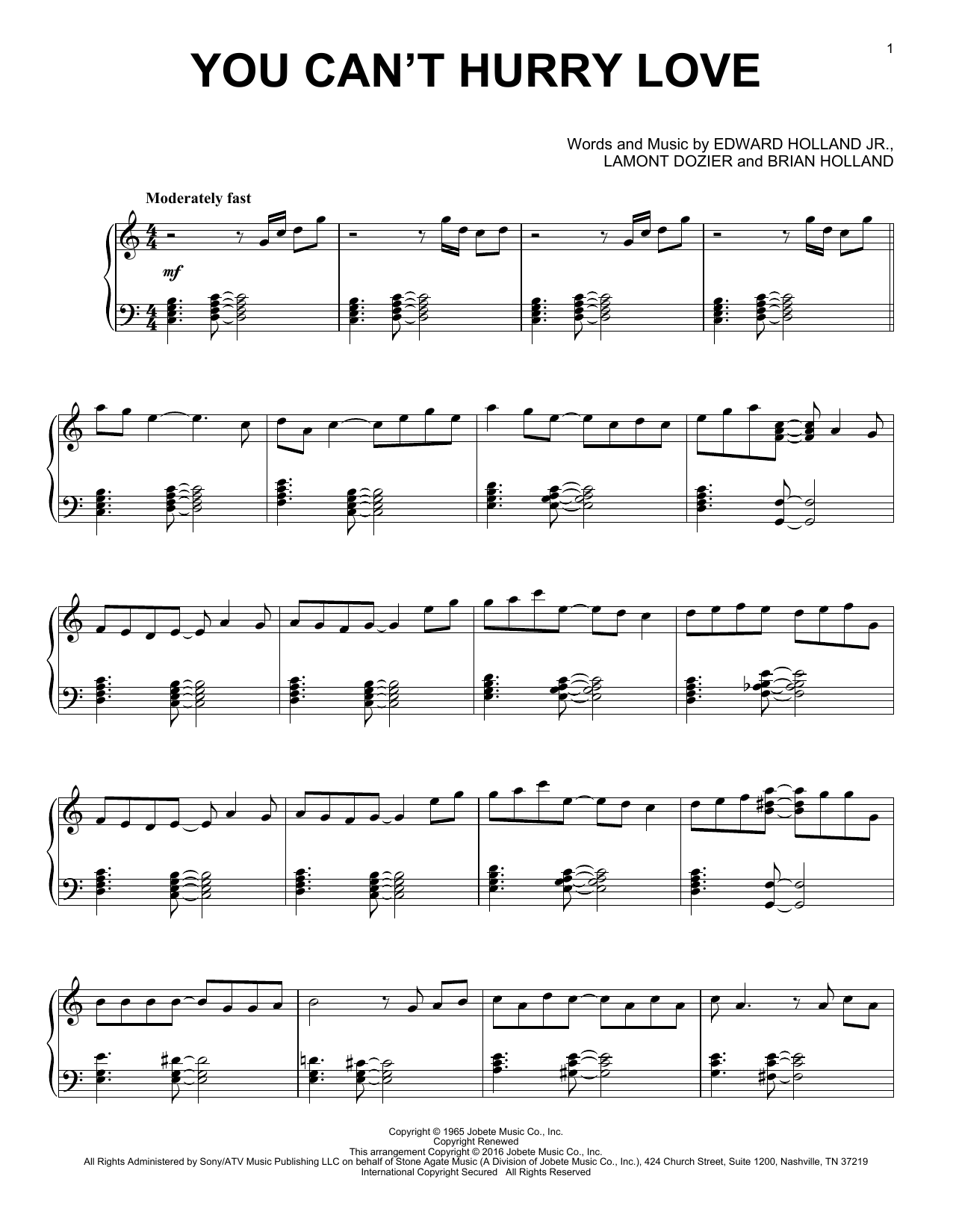 Brian Holland You Can't Hurry Love [Jazz version] Sheet Music Notes & Chords for Piano - Download or Print PDF