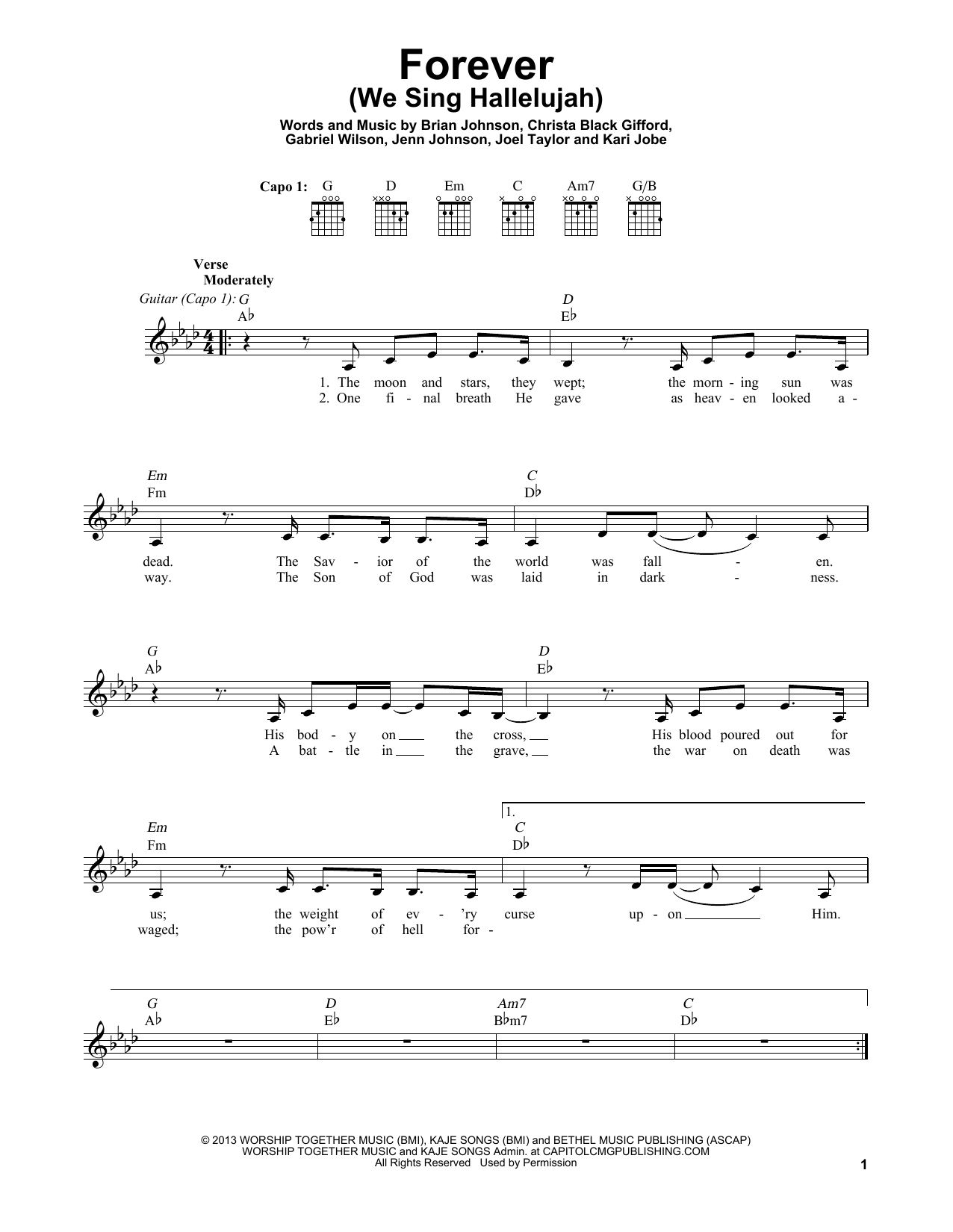 Brian Johnson Forever (We Sing Hallelujah) Sheet Music Notes & Chords for Easy Guitar - Download or Print PDF