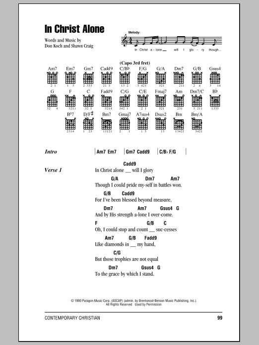 Don Koch In Christ Alone Sheet Music Notes & Chords for Lyrics & Chords - Download or Print PDF