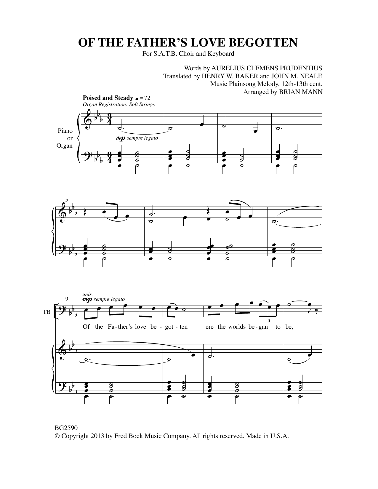 Brian Mann Of The Father's Love Begotten Sheet Music Notes & Chords for SATB Choir - Download or Print PDF