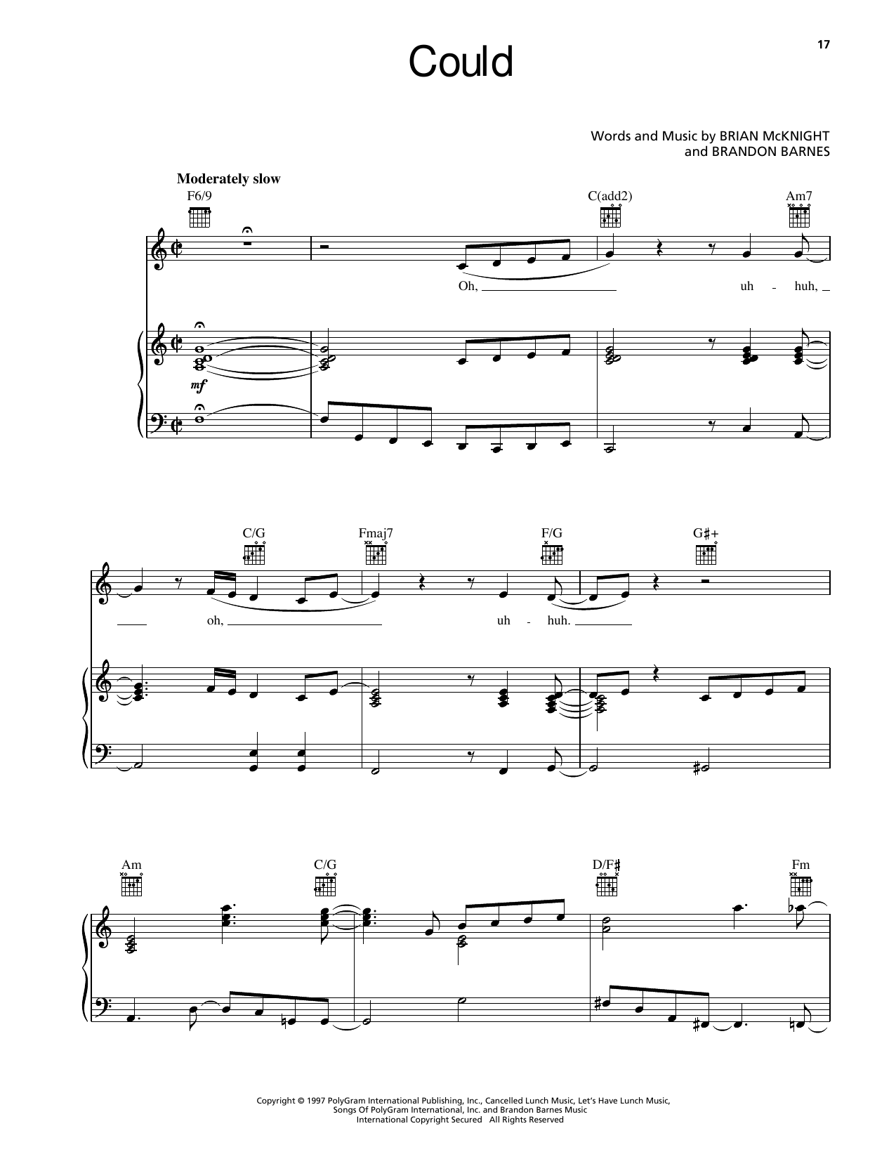 Brian McKnight Could Sheet Music Notes & Chords for Piano, Vocal & Guitar Chords (Right-Hand Melody) - Download or Print PDF Brian McKnight Could Sheet Music Notes & Chords for Piano, Vocal & Guitar Chords (Right-Hand Melody) - Download or Print PDF