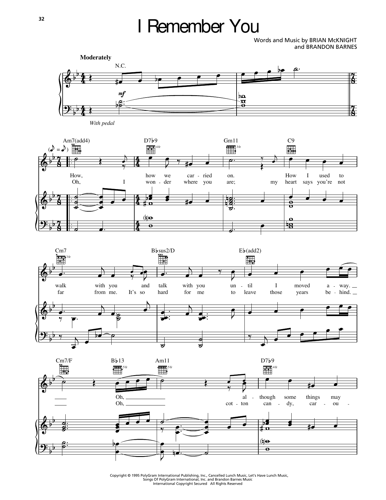 Brian McKnight I Remember You Sheet Music Notes & Chords for Piano, Vocal & Guitar Chords (Right-Hand Melody) - Download or Print PDF Brian McKnight I Remember You Sheet Music Notes & Chords for Piano, Vocal & Guitar Chords (Right-Hand Melody) - Download or Print PDF