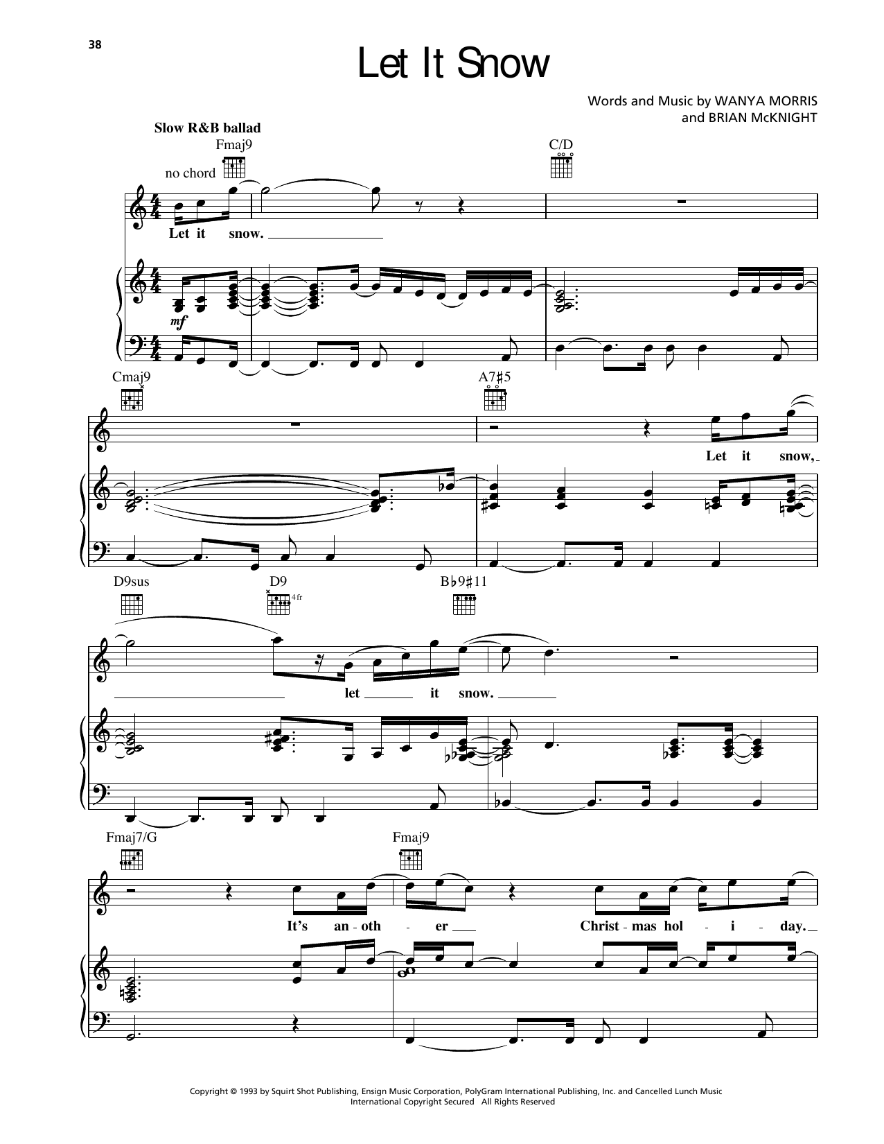 Brian McKnight Let It Snow Sheet Music Notes & Chords for Piano, Vocal & Guitar Chords (Right-Hand Melody) - Download or Print PDF
