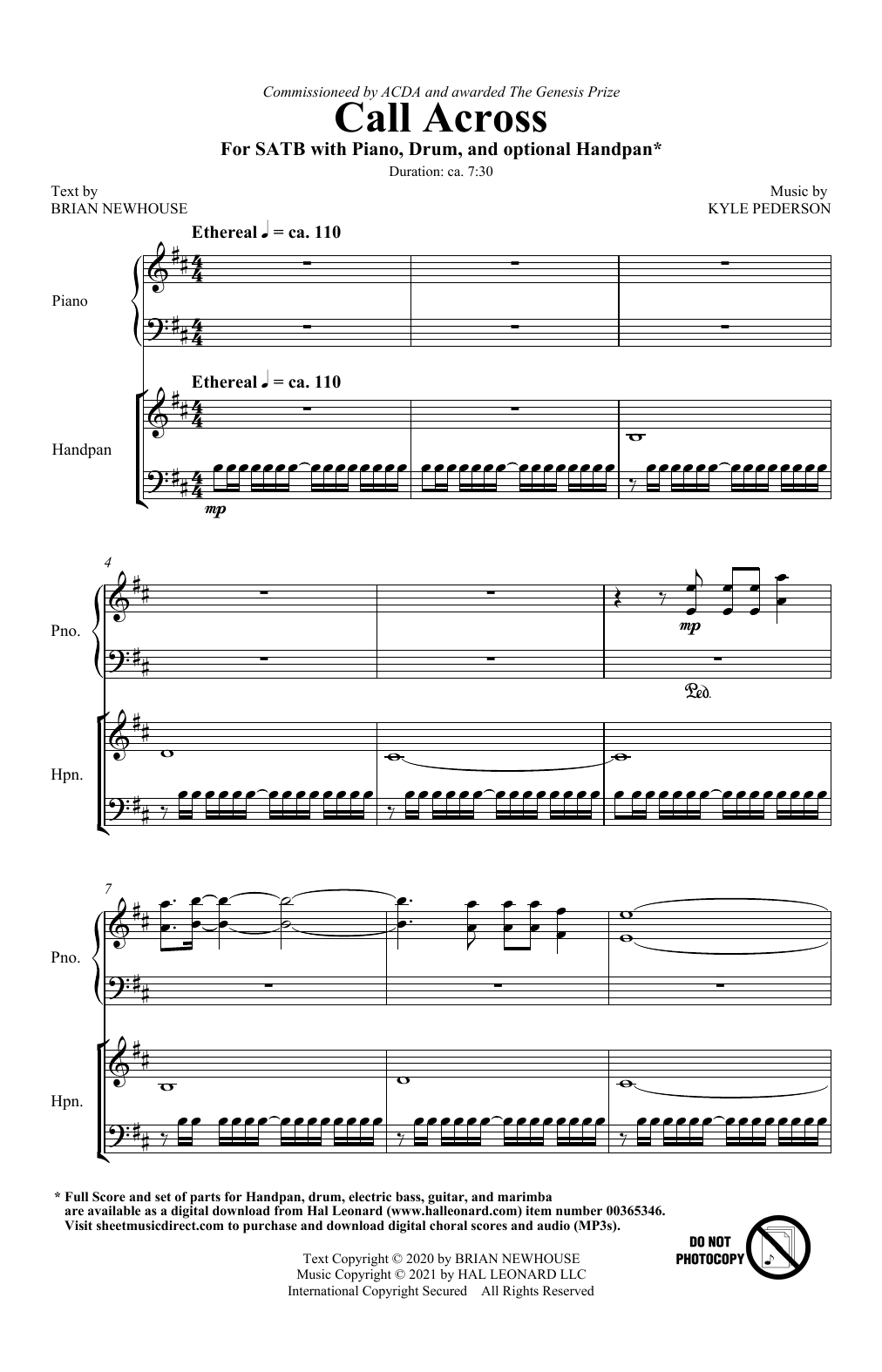 Brian Newhouse and Kyle Pederson Call Across Sheet Music Notes & Chords for SATB Choir - Download or Print PDF