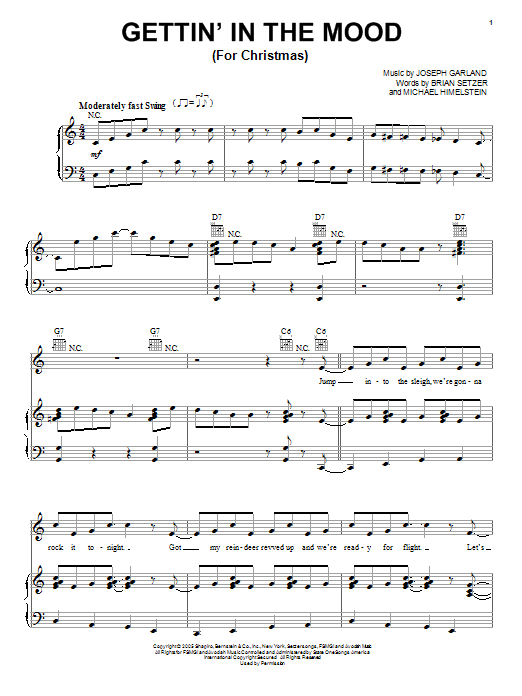 Brian Setzer Gettin' In The Mood (For Christmas) Sheet Music Notes & Chords for Piano, Vocal & Guitar (Right-Hand Melody) - Download or Print PDF