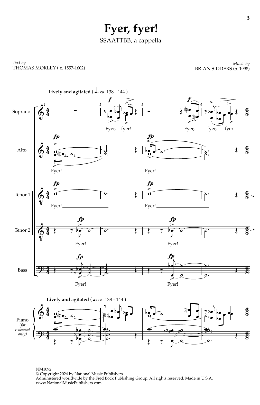 Brian Sidders Fyer, fyer! Sheet Music Notes & Chords for SATB Choir - Download or Print PDF