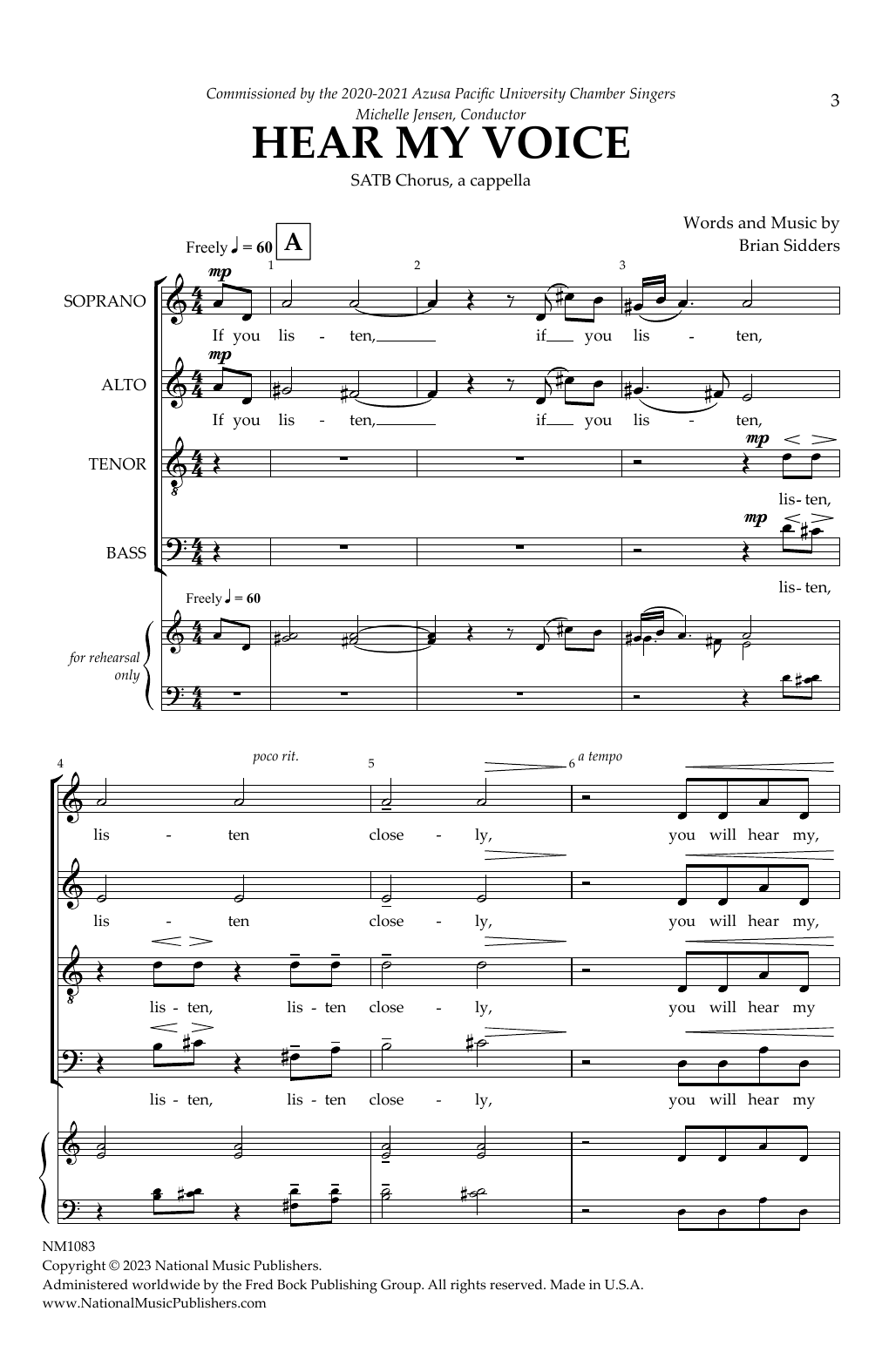 Brian Sidders Hear My Voice Sheet Music Notes & Chords for SATB Choir - Download or Print PDF