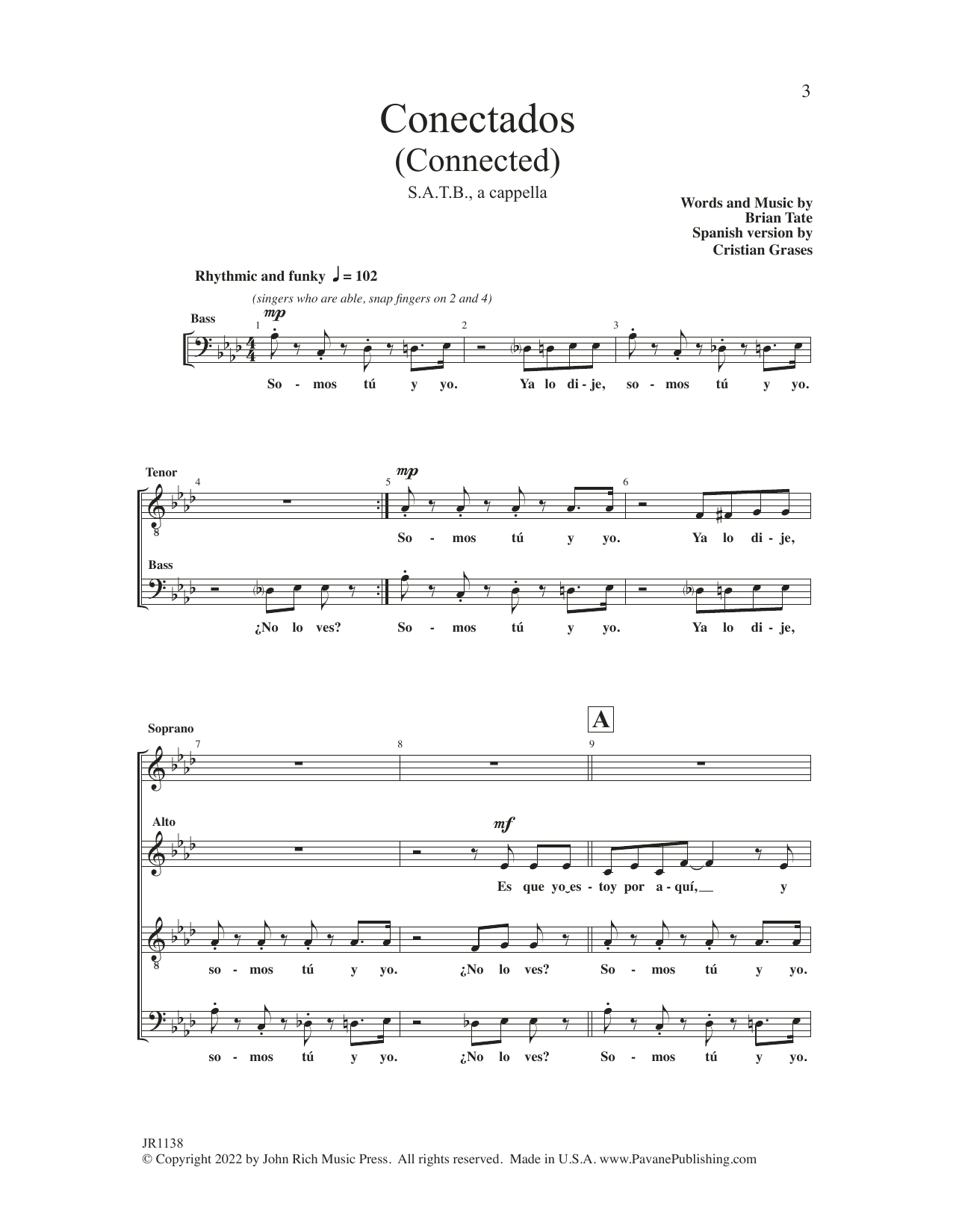 Brian Tate Conectados (Connected) Sheet Music Notes & Chords for SATB Choir - Download or Print PDF