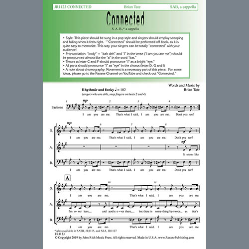 Brian Tate, Connected, SATB Choir