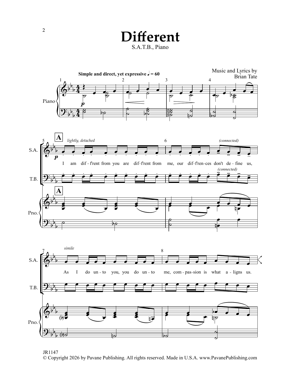 Brian Tate Different Sheet Music Notes & Chords for SATB Choir - Download or Print PDF