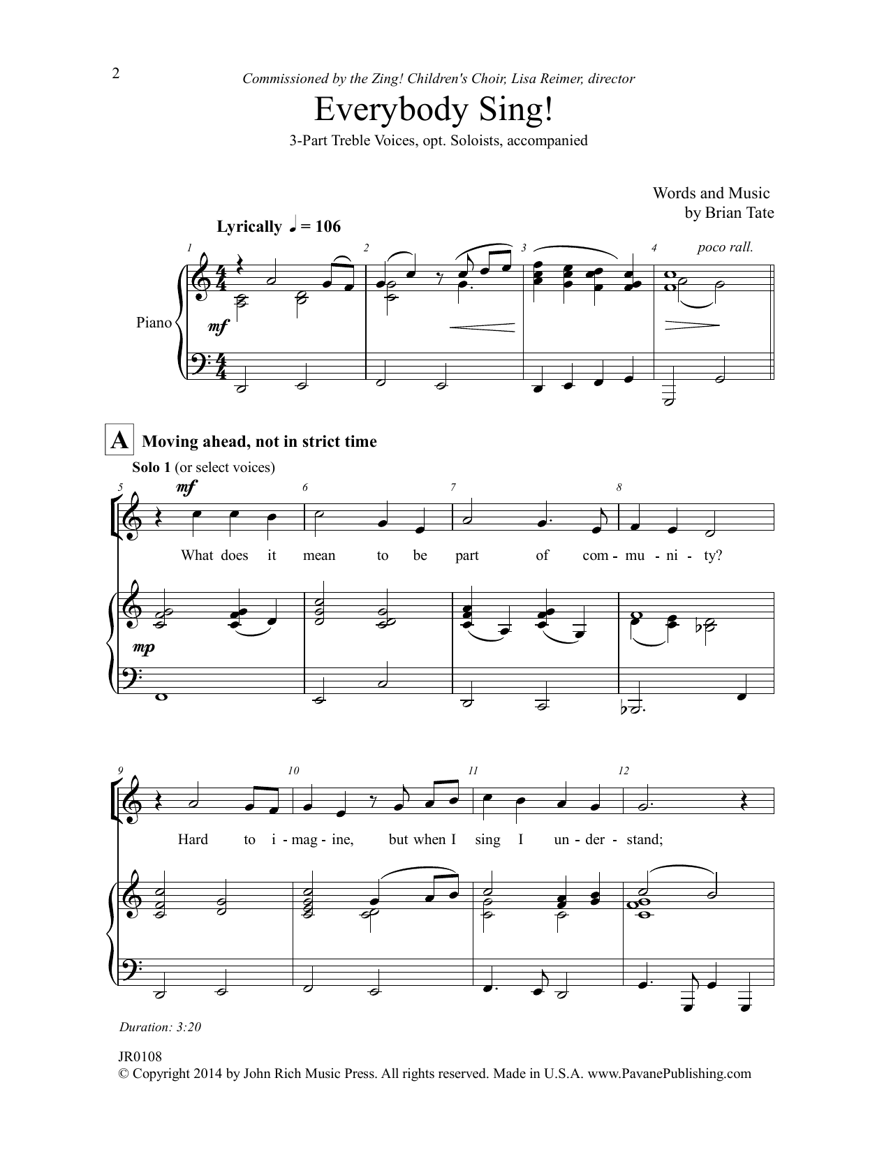 Brian Tate Everybody Sing! Sheet Music Notes & Chords for Choral - Download or Print PDF